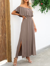 Load image into Gallery viewer, Off-Shoulder Slit Maxi Dress Ti Amo I love you
