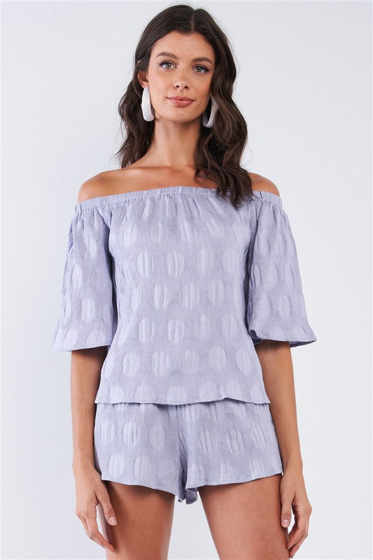 Off-The-Shoulder Circle Pattern Top Ti Amo I love you