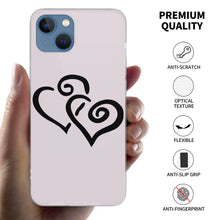 Load image into Gallery viewer, Ti Amo I love you - Exclusive Brand - Prim - Double Black Heart  - iPhone 13 Transparent Case (2 cameras)
