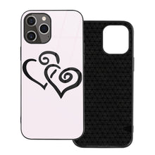 Load image into Gallery viewer, Ti Amo I love you - Exclusive Brand - Prim - Double Black Heart -  iPhone 12 ProMax Glass Case (2 cameras)
