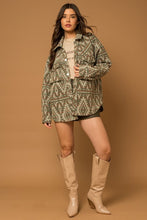 Load image into Gallery viewer, Olive - 3D Pocket Aztec Print Shacket Ti Amo I love you
