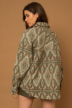 Load image into Gallery viewer, Olive - 3D Pocket Aztec Print Shacket Ti Amo I love you
