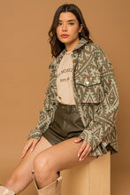 Load image into Gallery viewer, Olive - 3D Pocket Aztec Print Shacket Ti Amo I love you
