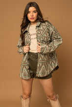 Load image into Gallery viewer, Olive - 3D Pocket Aztec Print Shacket Ti Amo I love you
