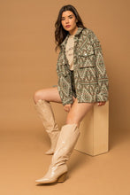 Load image into Gallery viewer, Olive - 3D Pocket Aztec Print Shacket Ti Amo I love you
