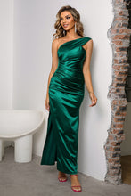 Load image into Gallery viewer, One-Shoulder Ruched Slit Maxi Dress - Sizes XS-XL Ti Amo I love you
