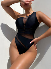 Load image into Gallery viewer, One-Shoulder Sleeveless One-Piece Swimsuit - Sizes S-L Ti Amo I love you
