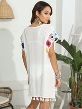 Load image into Gallery viewer, One Size - Tassel Boat Neck Flutter Sleeve Cover Up Ti Amo I love you
