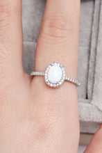 Load image into Gallery viewer, Opal 925 Sterling Silver Halo Ring - Sizes 5-10 Ti Amo I love you
