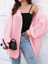 Load image into Gallery viewer, Open Front Dropped Shoulder Longline Cardigan Ti Amo I love you
