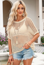 Load image into Gallery viewer, Openwork Round Neck Half Sleeve Knit Top Ti Amo I love you
