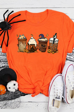 Orange Horror Coffee Pumpkin Spice Halloween Graphic Tee Ti Amo I love you