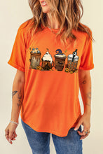 Load image into Gallery viewer, Orange Horror Coffee Pumpkin Spice Halloween Graphic Tee Ti Amo I love you
