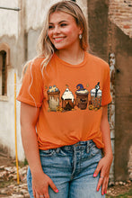 Load image into Gallery viewer, Orange Horror Coffee Pumpkin Spice Halloween Graphic Tee Ti Amo I love you
