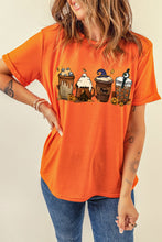 Load image into Gallery viewer, Orange Horror Coffee Pumpkin Spice Halloween Graphic Tee Ti Amo I love you
