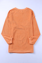 Load image into Gallery viewer, Orange THANKFUL Letter Graphic Corded Sweatshirt Ti Amo I love you
