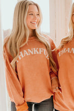 Load image into Gallery viewer, Orange THANKFUL Letter Graphic Corded Sweatshirt Ti Amo I love you
