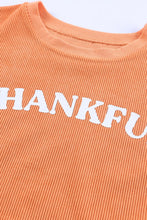 Load image into Gallery viewer, Orange THANKFUL Letter Graphic Corded Sweatshirt Ti Amo I love you
