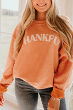 Load image into Gallery viewer, Orange THANKFUL Letter Graphic Corded Sweatshirt Ti Amo I love you
