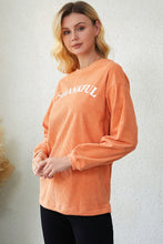 Load image into Gallery viewer, Orange THANKFUL Letter Graphic Corded Sweatshirt Ti Amo I love you
