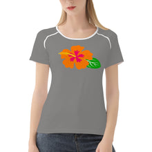 Load image into Gallery viewer, Ti Amo I love you - Exclusive Brand - Natural Gray - Hawaiian Flower - Women&#39;s T shirt - Sizes XS-2XL
