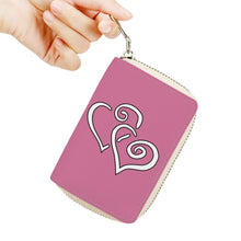 Load image into Gallery viewer, Ti Amo I love you - Exclusive Brand - Charm - Double White Heart - PU Leather - Zipper Card Holder
