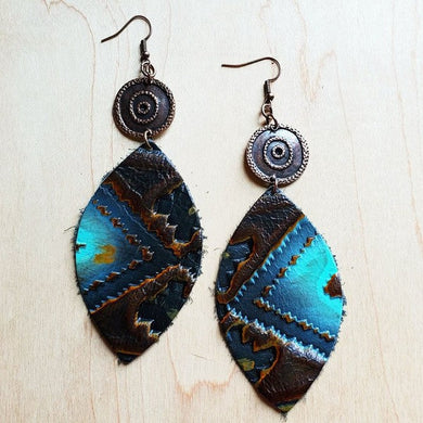 Oval Earrings in Blue Navajo with Copper Discs Ti Amo I love you