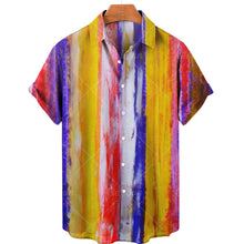 Load image into Gallery viewer, Oversized Hawaiian Shirt Men&#39;s 3D Stripe Print Lapel Single Button Casual Beach Top Shirt Ti Amo I love you
