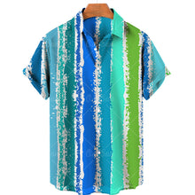 Load image into Gallery viewer, Oversized Hawaiian Shirt Men&#39;s 3D Stripe Print Lapel Single Button Casual Beach Top Shirt Ti Amo I love you
