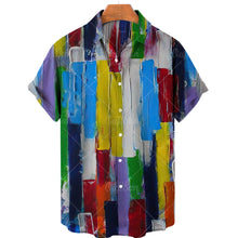 Load image into Gallery viewer, Oversized Hawaiian Shirt Men&#39;s 3D Stripe Print Lapel Single Button Casual Beach Top Shirt Ti Amo I love you
