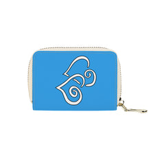 Load image into Gallery viewer, Ti Amo I love you - Exclusive Brand - Picton Blue 2 - PU Leather - Double White Heart - Zipper Card Holder
