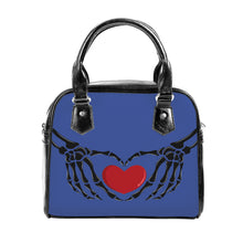 Load image into Gallery viewer, Ti Amo I love you - Exclusive Brand - Chambray Blue - Skeleton Hands with Heart - Shoulder Handbag
