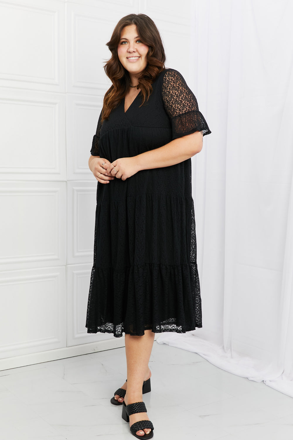P & Rose Lovely Lace Full Size Tiered Dress - Sizes S-3XL Ti Amo I love you