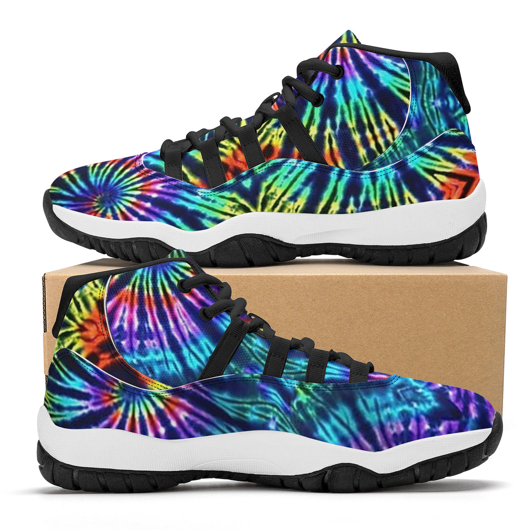 Ti Amo I love you - Exclusive Brand - Rainbow Tie-Dye Pattern - High Top Air Retro Sneakers - Black Laces