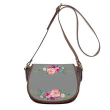 Load image into Gallery viewer, Ti Amo I love You - Exclusive Brand - Oslo Gray - Front &amp; Top Floral Swag - Saddle Bag
