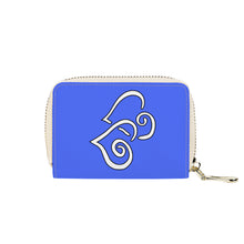 Load image into Gallery viewer, Ti Amo I love you - Exclusive Brand - Neon Blue - Double White Heart - PU Leather Zipper Card Holder
