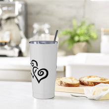 Load image into Gallery viewer, Ti Amo I love you - Exclusive Brand - Alto Gray - Double Black Heart - 20oz Stainless Steel Straw Lid Cup
