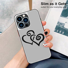 Load image into Gallery viewer, Ti Amo I love you - Exclusive Brand  - Silver - Double Black Heart - iPhone 13 Matte Back with Soft Texture Edge Case (3 cameras)
