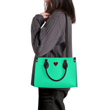 Load image into Gallery viewer, Ti Amo I love you - Exclusive Brand - Turquoise Green - Luxury Womens PU Tote Bag - Black Straps
