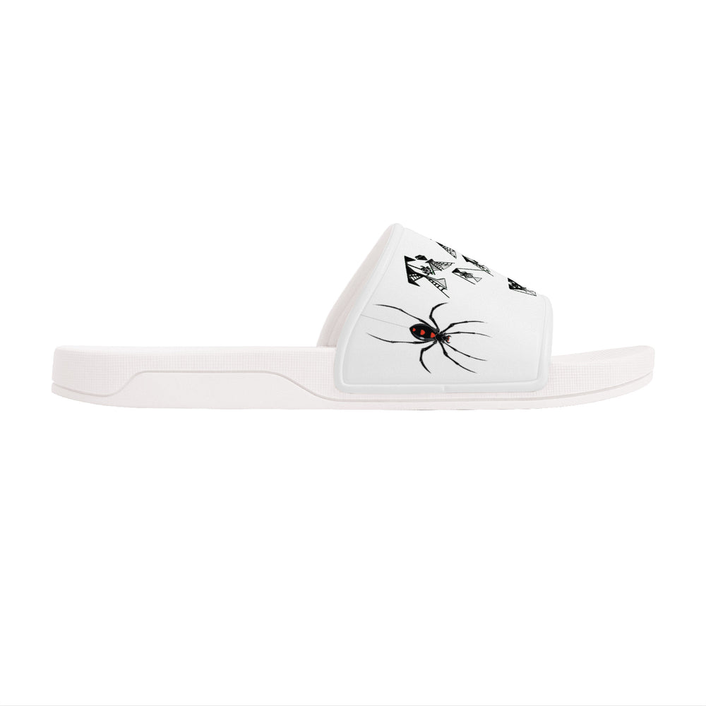 Ti Amo I love you - Exclusive Brand  - White - Lots of Spiders Logo -  Slide Sandals - White Soles