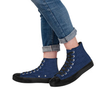 Load image into Gallery viewer, Ti Amo I love you - Exclusive Brand - Dark Blue Denim - High Top Canvas Shoes - Black  Soles
