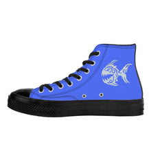 Load image into Gallery viewer, Ti Amo I love you - Exclusive Brand - Neon Blue - Angry Fish - High Top Canvas Shoes - Black  Soles
