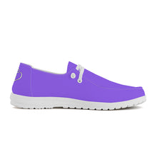 Load image into Gallery viewer, Ti Amo I love you - Exclusive Brand - Heliotrope 3 - Double White Heart - Canvas Loafers Slip On
