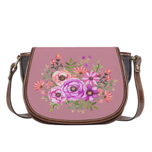 Load image into Gallery viewer, Ti Amo I love you - Exclusive Brand - Puce - Pink Floral Pattern -  Saddle Bag
