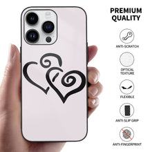 Load image into Gallery viewer, Ti Amo I love you - Exclusive Brand - Prim - Double Black Heart -  iPhone 14 Glass Case (3 cameras)
