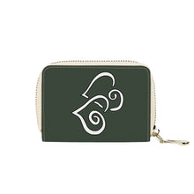 Load image into Gallery viewer, Ti Amo I love you - Exclusive Brand - Lunar Green - Double White Heart - PU Leather - Zipper Card Holder
