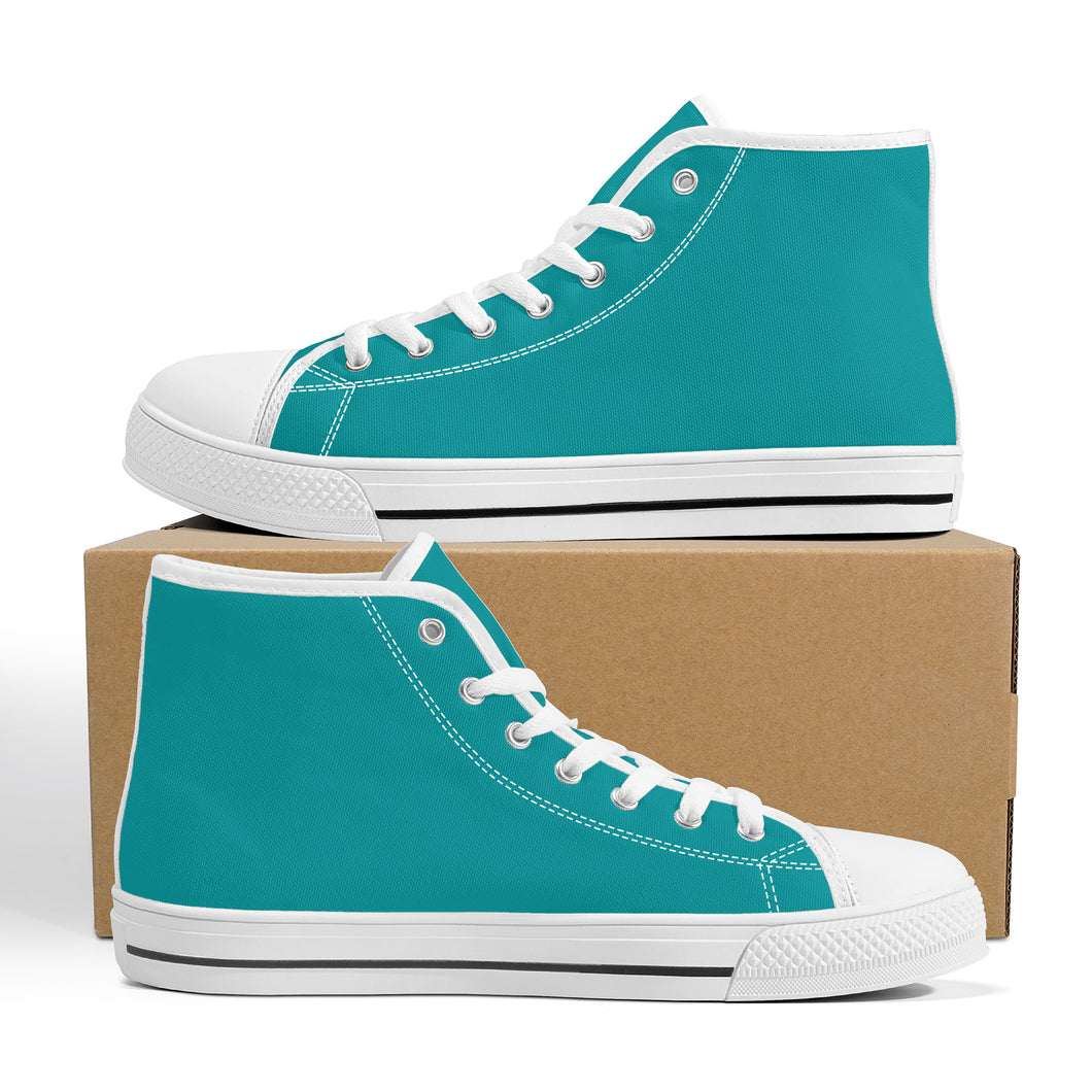 Ti Amo I love you - Exclusive Brand  - Persian Green - High-Top Canvas Shoes  - White Soles