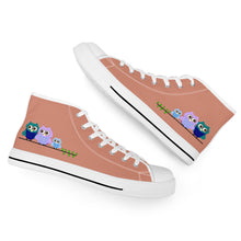 Load image into Gallery viewer, Ti Amo I love you  - Exclusive Brand - Pale Copper - 3 Owls - High-Top Canvas Shoes - White - Ti Amo I love you
