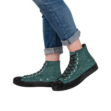 Load image into Gallery viewer, Ti Amo I love you - Exclusive Brand - Green Denim - High Top Canvas Shoes - Black  Soles
