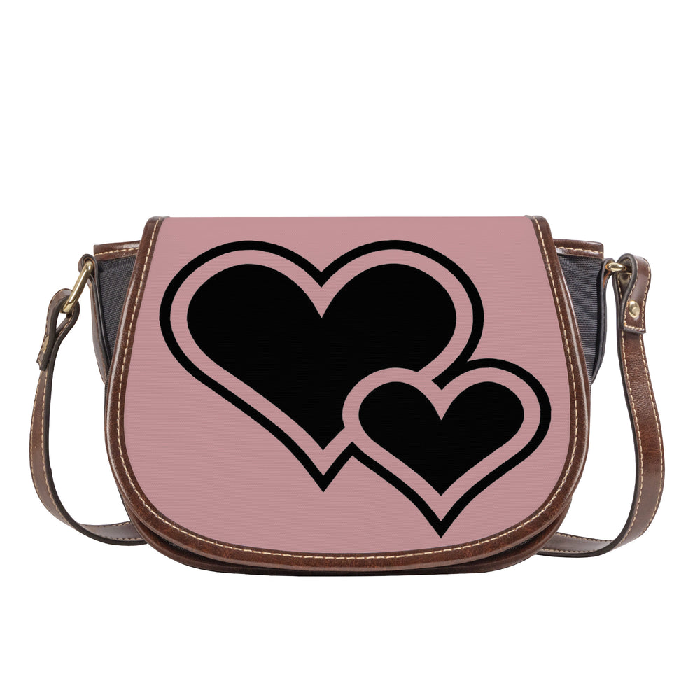 Ti Amo I love you - Exclusive Brand - Oriental Pink - Double Black Heart - Saddle Bag